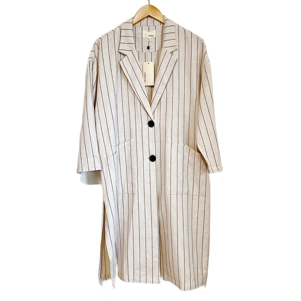 Linen/Cotton Longline Button Front Lightweight Coat from The Korner - Size Small